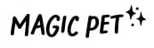 A black and white graphic logo that says "Magic Pet" with black stars in the right-hand corner.
